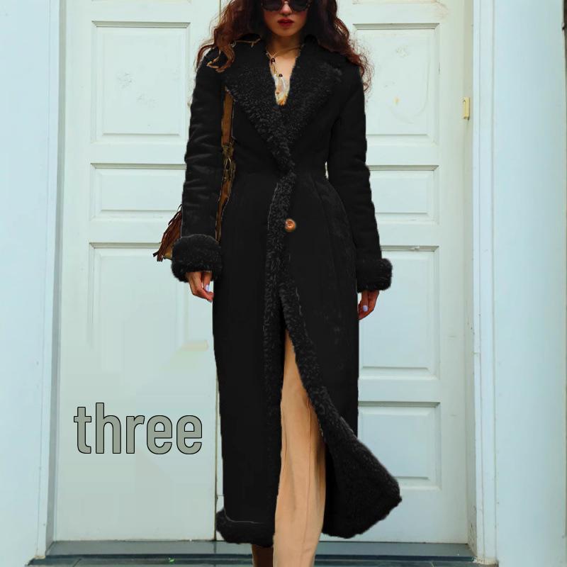 Eleganter, dicker Damenmantel in Unifarbe – extra lang und warm für Herbst/Winter