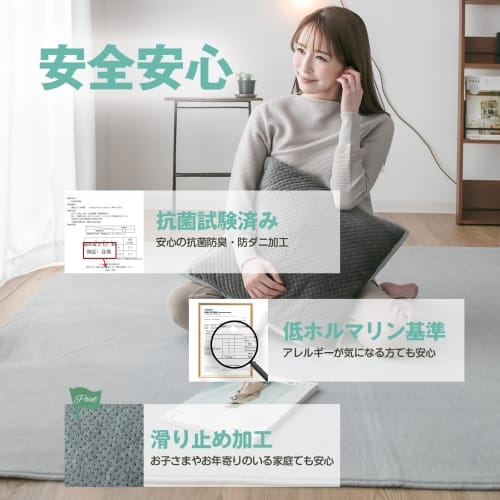 Replaquol Carpet Rug, 200x250cm (approximately 3 tatami mats), Washable, Non-Slip, Antibacterial, Odor Resistant, Dust Mite Resistant, All-Season, Com