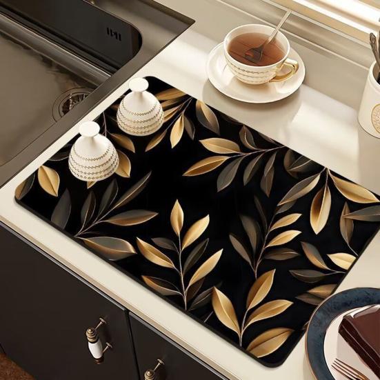 3D Flower Dish Mat Diatomaceous Earth Absorbent Dish Drying Mat Coaster Floral Placemat Insulation Mat for Kitchen Counter Dining Table