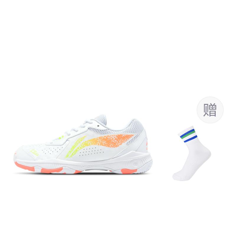 Li Ning Abrasion Resistant, Breathable, Lightweight Low top Badminton Shoes Unisex White Orange AYTS061-7