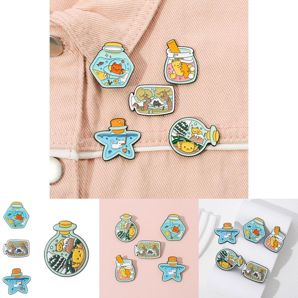 Entzückende Katze Form Legierung Brosche Mini Tier Treibflasche Perfekt Für Geschenke