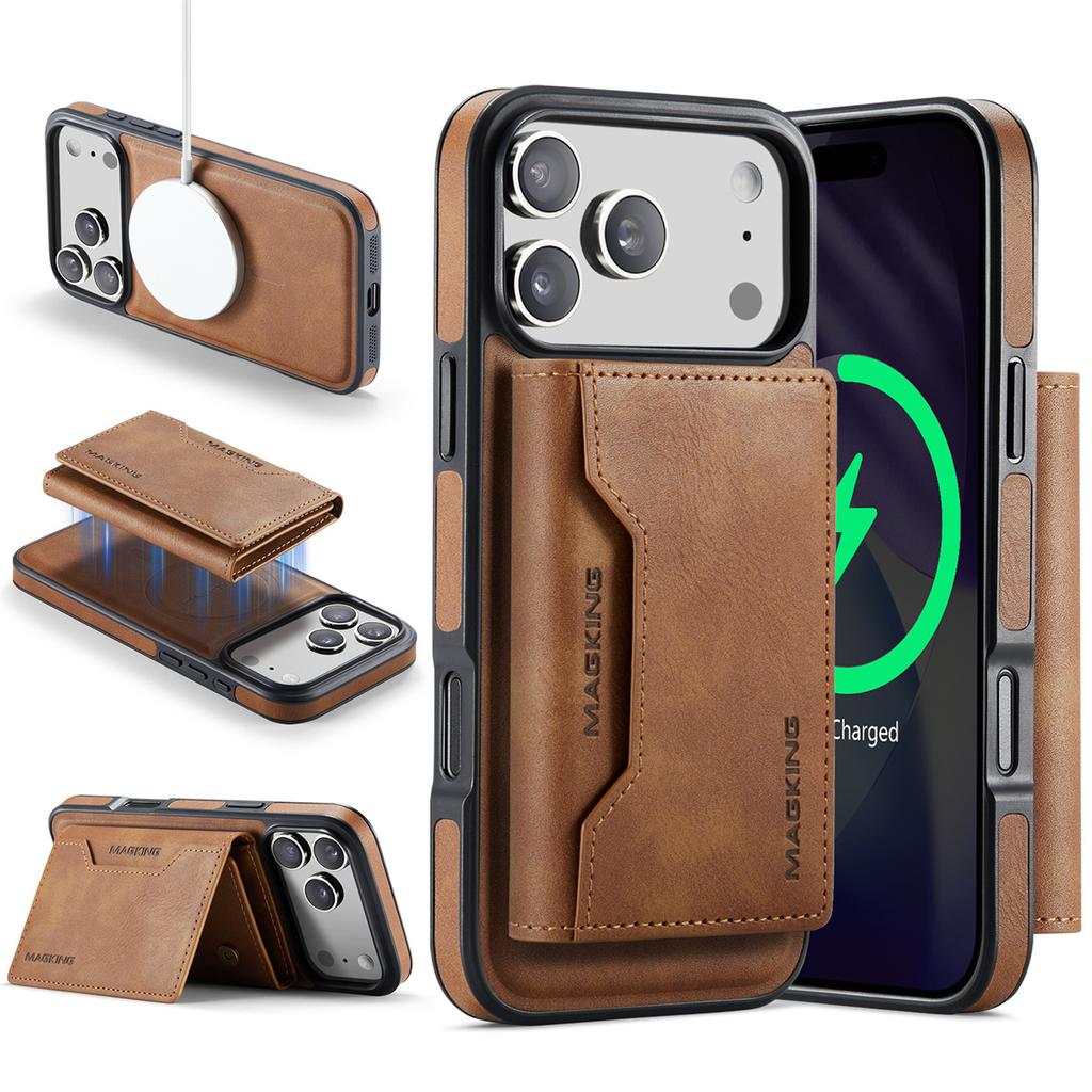 Detachable RFID Leather Phone Case for IPhone 17 Pro Max 16 Plus 15 14 13 12 Magnetic Cards Solt Wallet Wireless Charging Cover