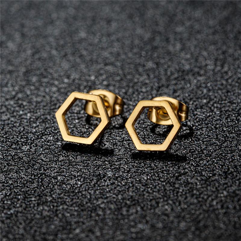Stainless Steel Geometric Stud Earrings for Women Minimalist Circle Triangle Star Ear Studs Horseshoe U Shaped Earings oorbellen