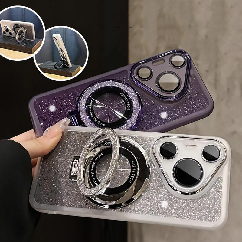 Luxury Magsafe Magnetic Bracket Holde Glitter Case for Huawei Honor X8C X8B X8A X7C X7B X9C X9A X9B X6B X5 X5B Plus Clear Cover