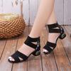 Ethnic Style Embroidered Mid-heel Sandals Women 2024 Summer All-match Thick Heel Elegant Retro Open Toe Embroidered Shoes Women
