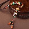 GEMCHIC Women's Vintage Ethnic Style Long Sweater Necklace with Bodhi Beads and Mixed Gemstone Pendant Autumn Winter Fashion Jewelry