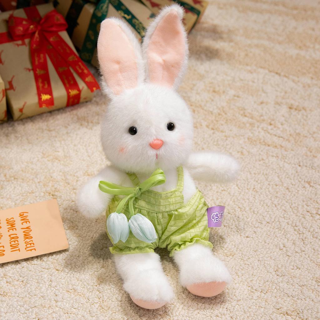 Cartoon Tulip Flower Dressed Rabbit Cute Bunny Plush Animals Toys Kawaii Soft Pillow Office Decor Baby Comfort Doll Kids Gift