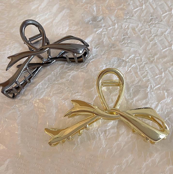 1/2Pcs Geometric Metal Bow Hair Claws for Women Gold Silver Black Bowknot Hair Clip Thick Thin Head Hair Accessories Crab Clamp