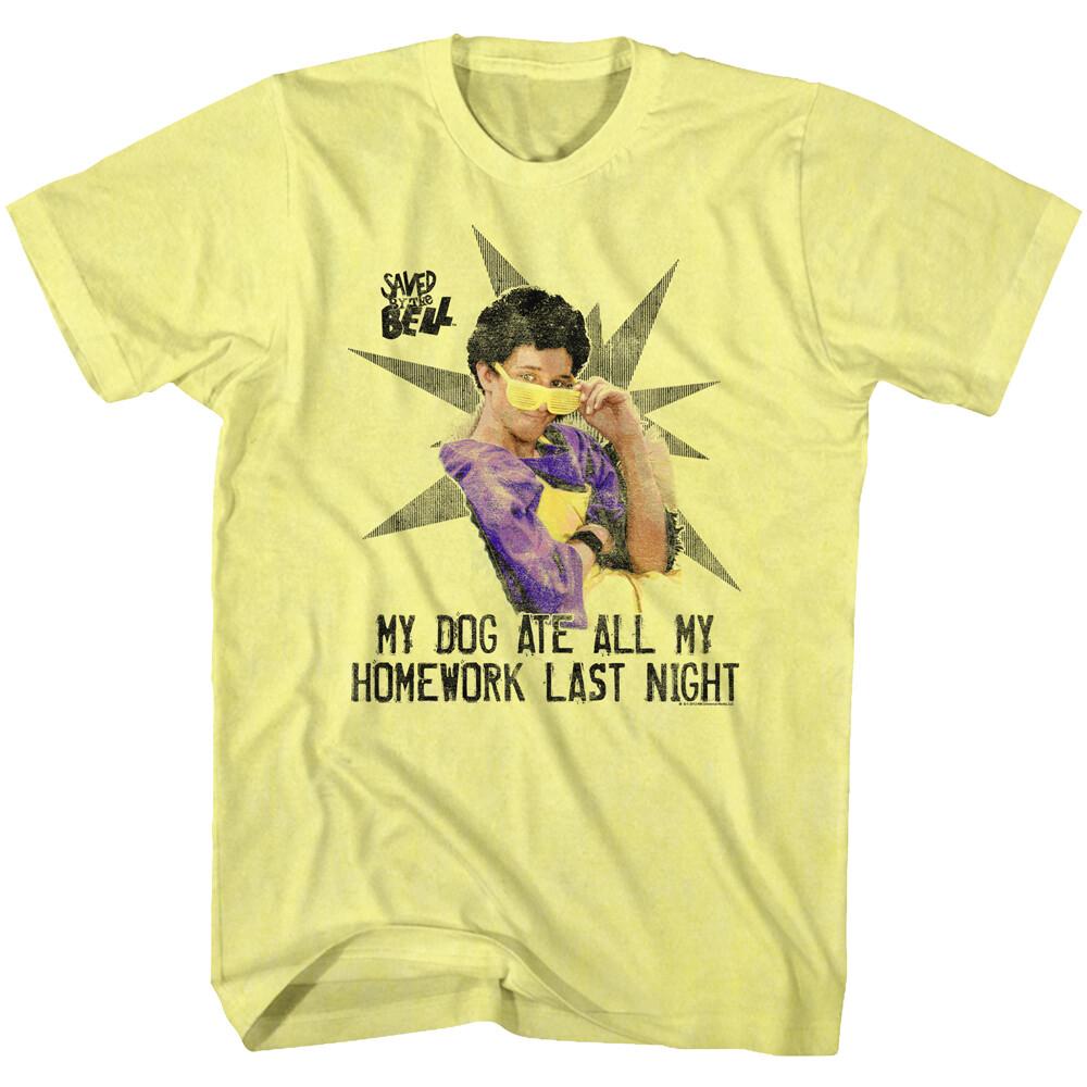 Saved By The Bell Screech My Dog Ate All My Homework Last Night Men T Shirt XL