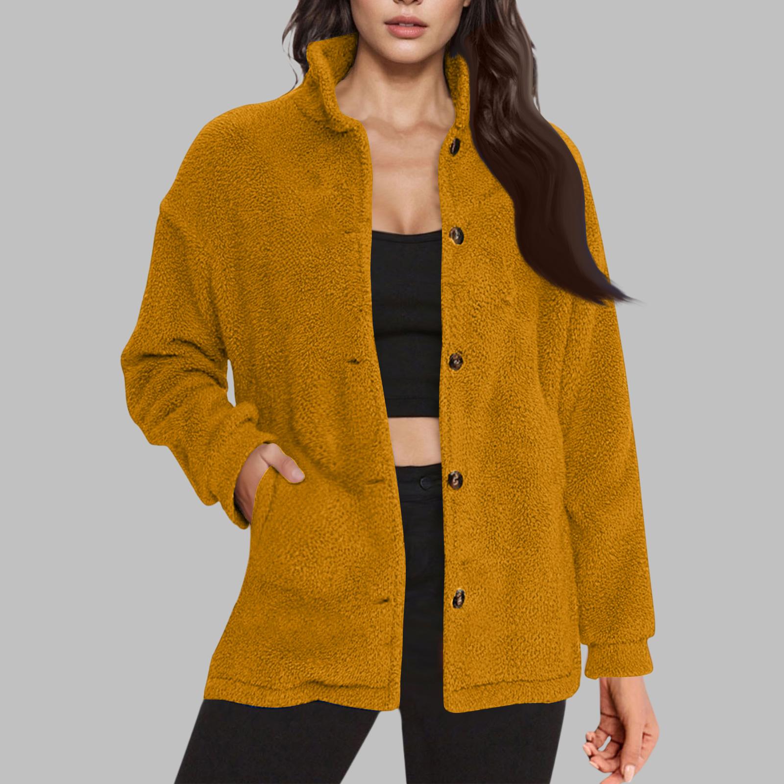 

Женский кардиган-свитшот оверсайз на пуговицах с отложным воротником однотонный XL жёлтый