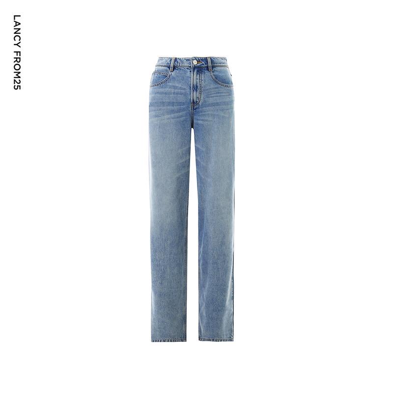 Langzi Retro High-Waist Straight-Leg Jeans