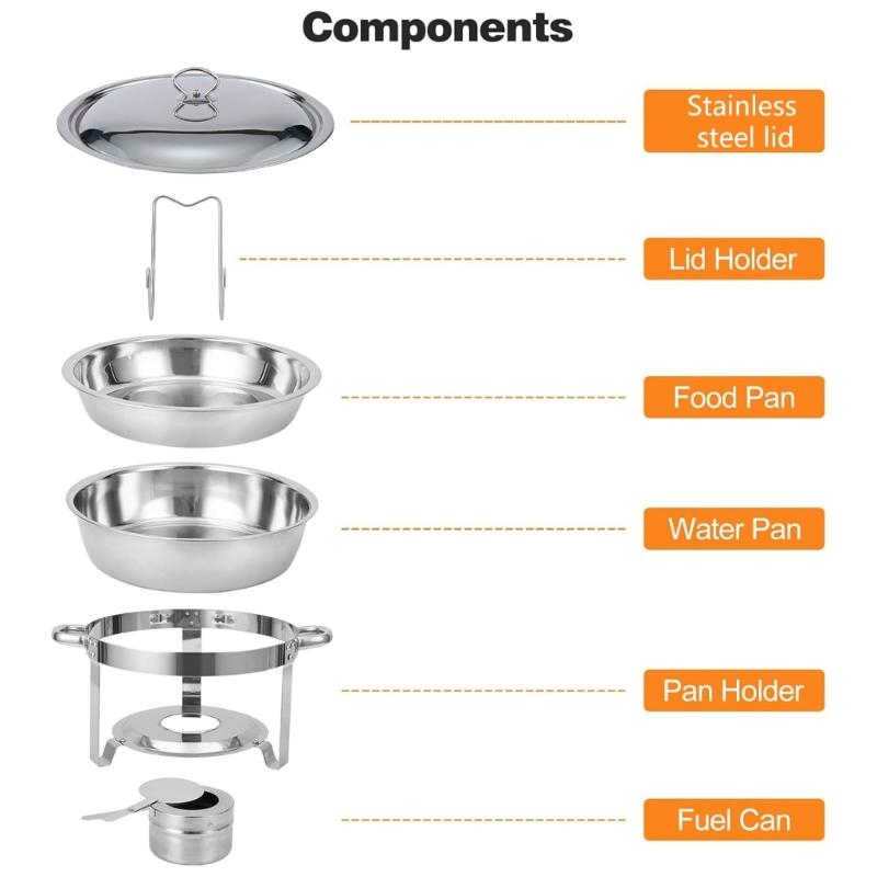 Insulated 4.5L Capacity Nonrust Steel Food Warmers Dish For Professional Catering Banquets Or Home Dining
