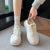 Women's Spring Breathable Thick-Soled Leather White Casual Sports Shoes, Versatile Flat Board Footwear For Students.