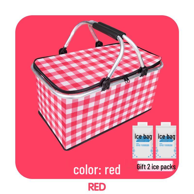 Faltbarer isolierter Picknickkorb Lunchtasche - Tragbare Sommer-Kühltasche mit Kühlakku und Aluminiumfolienisolierung