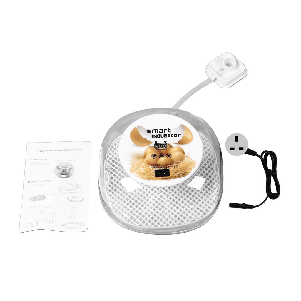 12 Egg Incubator Automatic Egg Turner Small Poultry Incubator 360 Degree View for Hatching Chicken