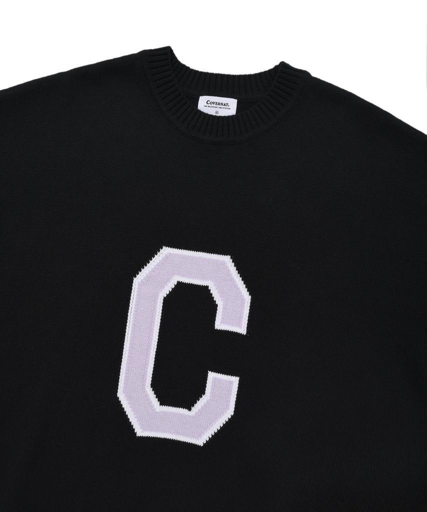 COVERNAT C Logo Crew Neck Knit Black