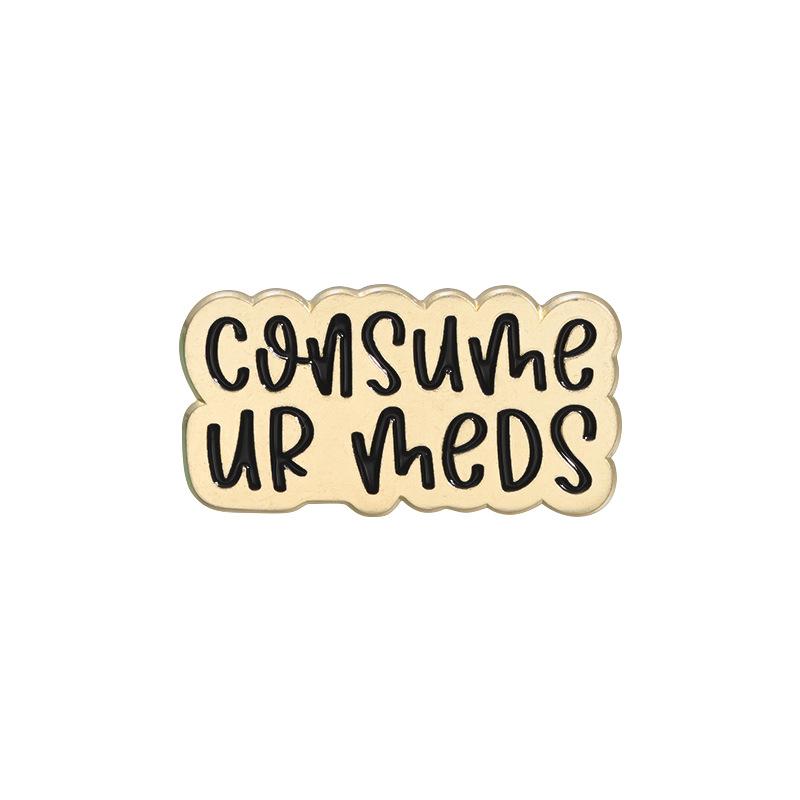 Retro Alloy Inspired Badge Brooch Featuring Colorful Lettering And Elements Cartoon