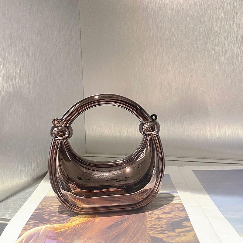 

Fashion acrylic glossy metal crescent shell bag banquet large capacity dumpling bag underarm handbag