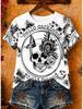 Halloween Women'sT Shirt Print Floral Graphic Skull Vintage Stylish Classic Short Sleeve Crew Neck Regular Tops Casual Daily