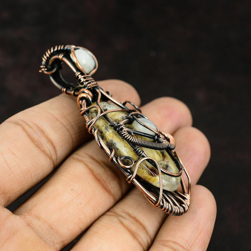 Evil Eye Plume Achat Kupferdraht gewickelt Anhänger Mondstein Kupfer Schmuck Handarbeit Anhänger Designer Anhänger Evil Eye Schmuck Geschenk für Mutter