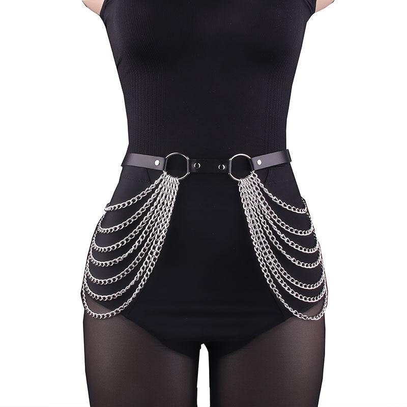 Women Sexy Leg Chain Harness Garter Belt Waist Corset Belt Leather Harness Waists Thigh Harness Gothic Clothing Accessory