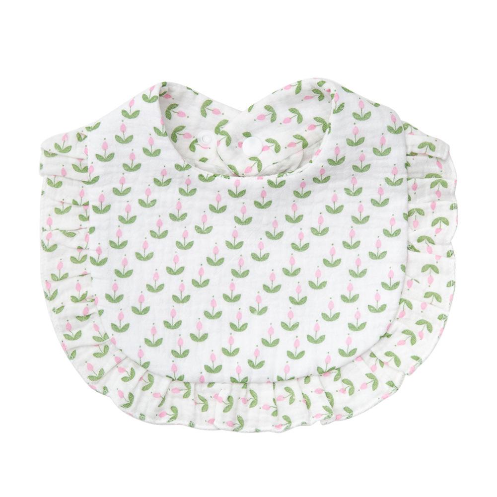 Baby Cotton Gauze Bibs With Ruffled Edge Soft Absorbent Drool Bib For Newborns Infants Toddlers Saliva Towel Burp Cloth