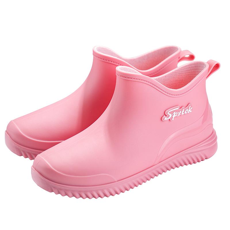 Fashion Short Tube Girls Rain Shoes Low Top Waterproof Shoes Kitchen Low Tube Rubber Shoes Car Wash Water Boots Plus Cotton Wool Rain Boots
