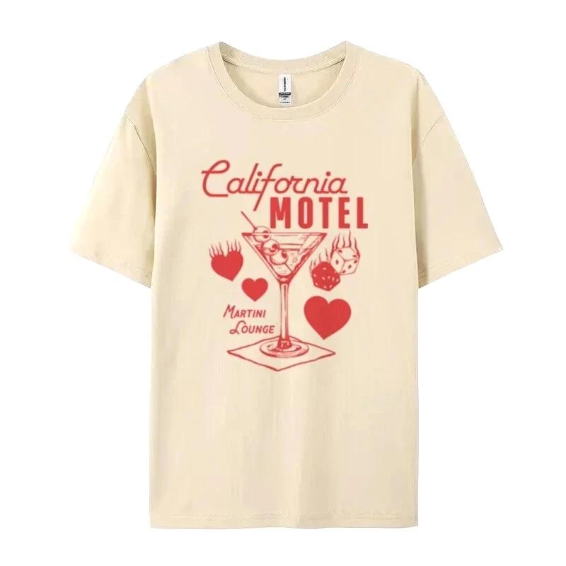 

California Motel Grunge Y2k Aesthetic Martini T Shirt Women Retro Graphic Tee Cute Cocktail Lover Shirt Summer FeUnisex Top 4XL