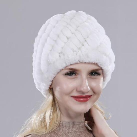 Hot Sale Russian Lady Natural Real Rex Rabbit Fur Hats Women Knitted Outdoor Rex Rabbit Fur Hat New Warm Real Fur Caps