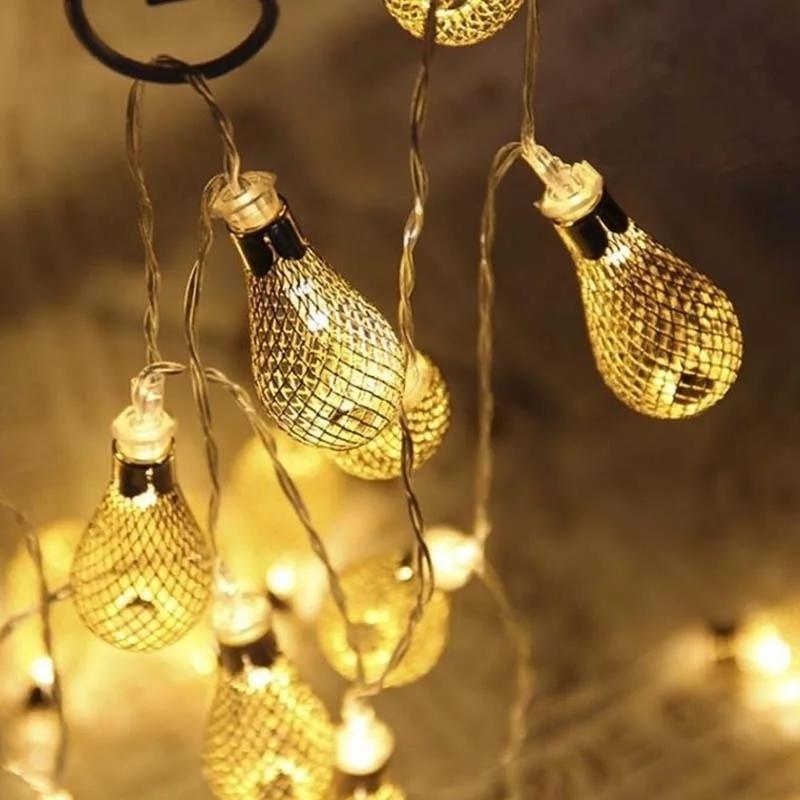 20led Battery Operation Led String LED Metal Drip String Lights Patio Wedding Party Christmas Lights Bedroom Wedding Decoration