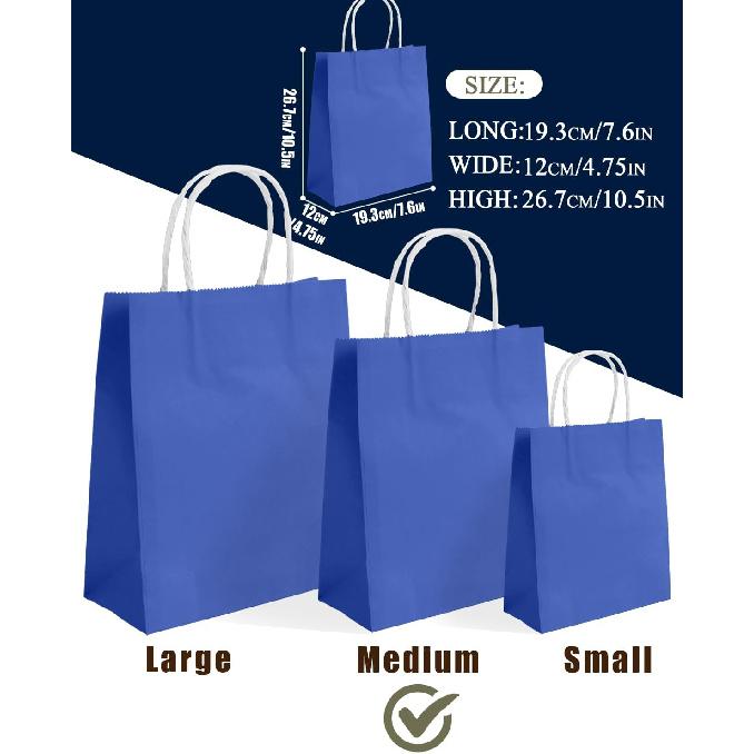 qiqee 24PCS Medium Gift Bag with Handles Bulk 11"x5"x8" Gift Bags Purple Blue Bags Multiple Uses (Medium Size)