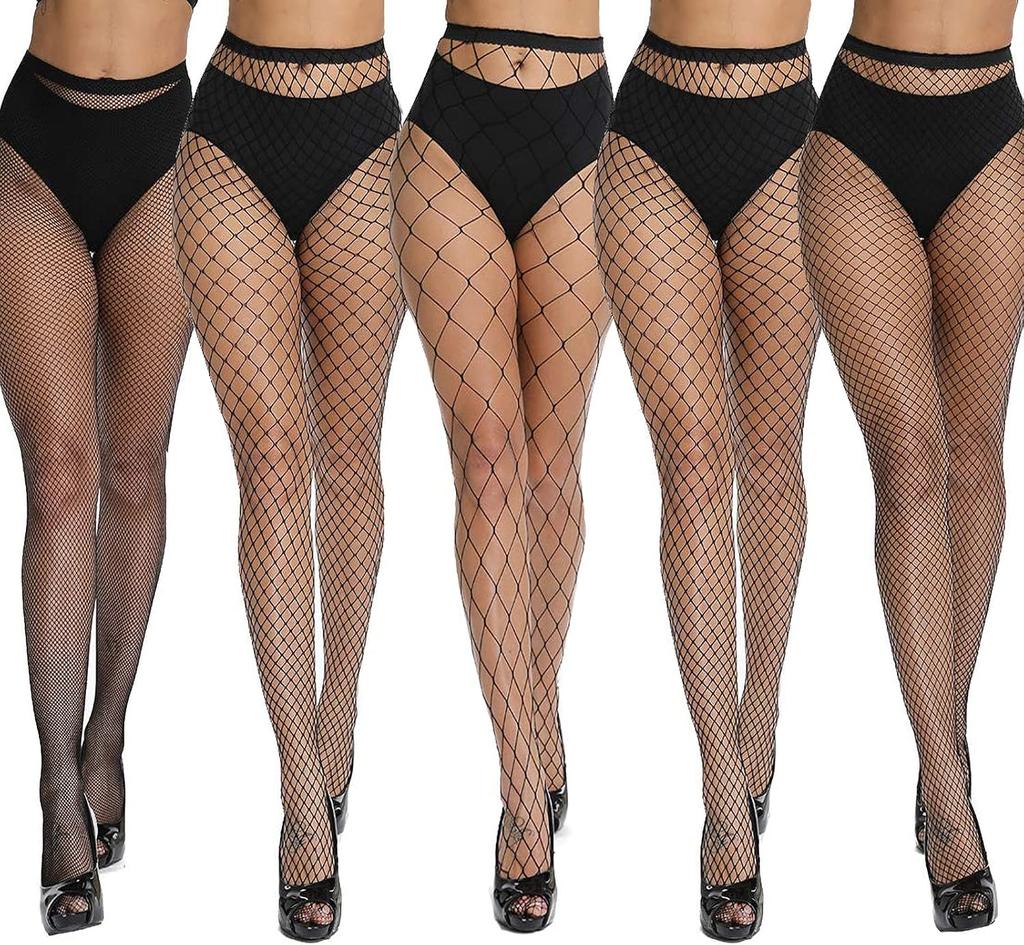 Fishnet Stockings For Women, Black Fishnets Tights Thigh High Stockings Pantyhose, Plus Size Fits All
