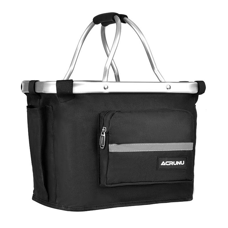 ACRUNU Waterproof Front Basket for Mountain Bike & Electric Scooter - Commuting Foldable Aluminum Alloy Handheld Basket