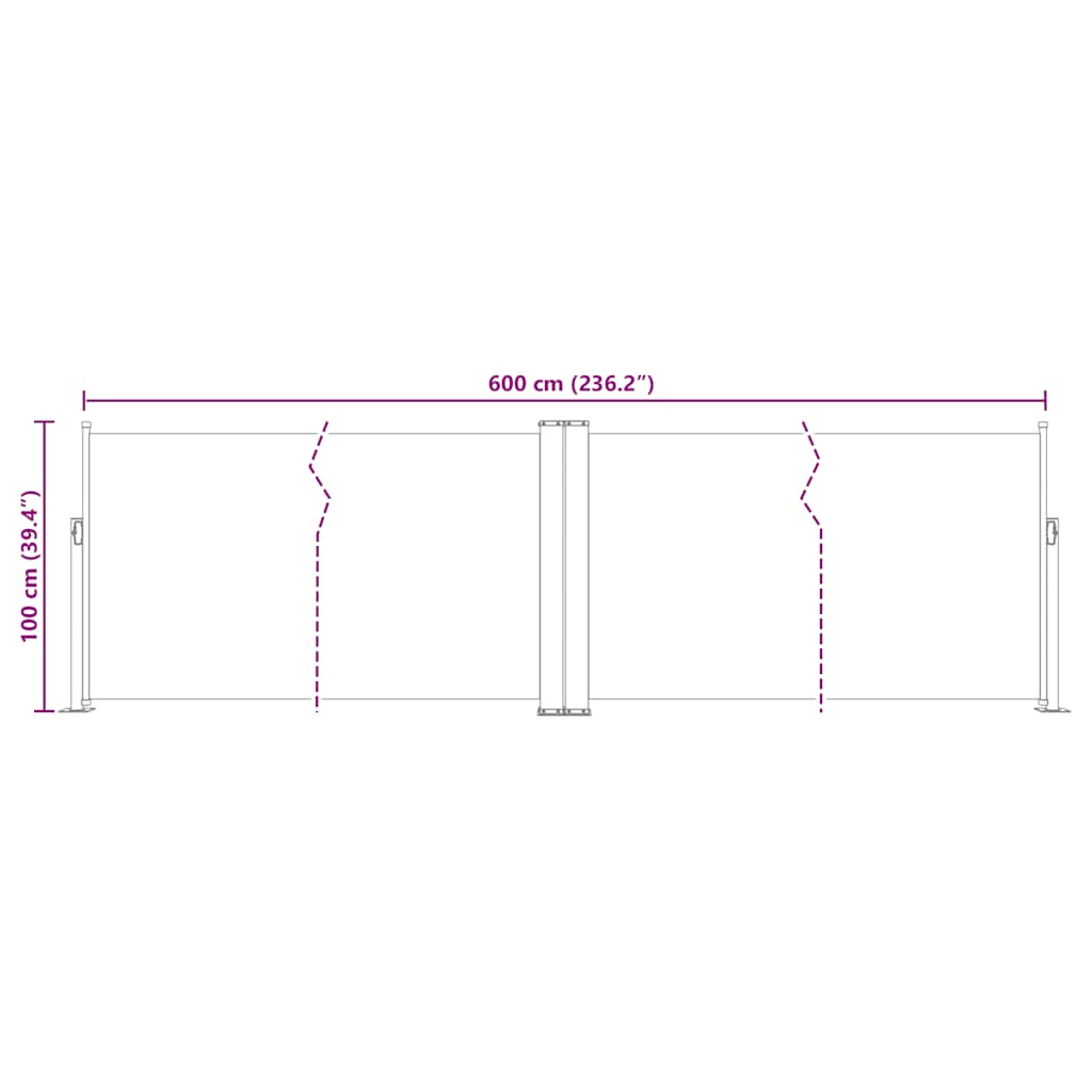 Retractable Side Awning Brown 100 X 600 Cm