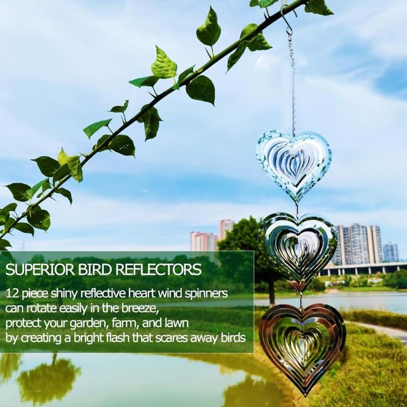 Pack of 3 Reflective Metal Wind Spinners Bird Deterrents for Outdoor Decoration and Effective Bird Control in Sunlight