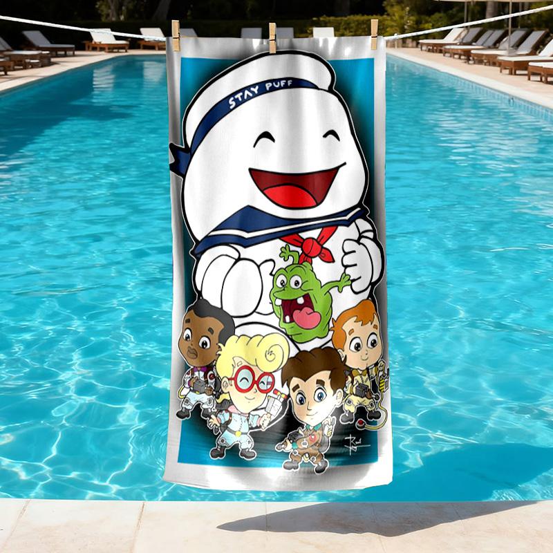 Ghostbusters Print Beach Towel Design, Soft, Lightweight. for Home Bathroom, Spa, Pool, Yoga, Surfing, Camping, Gift for Family, Friend