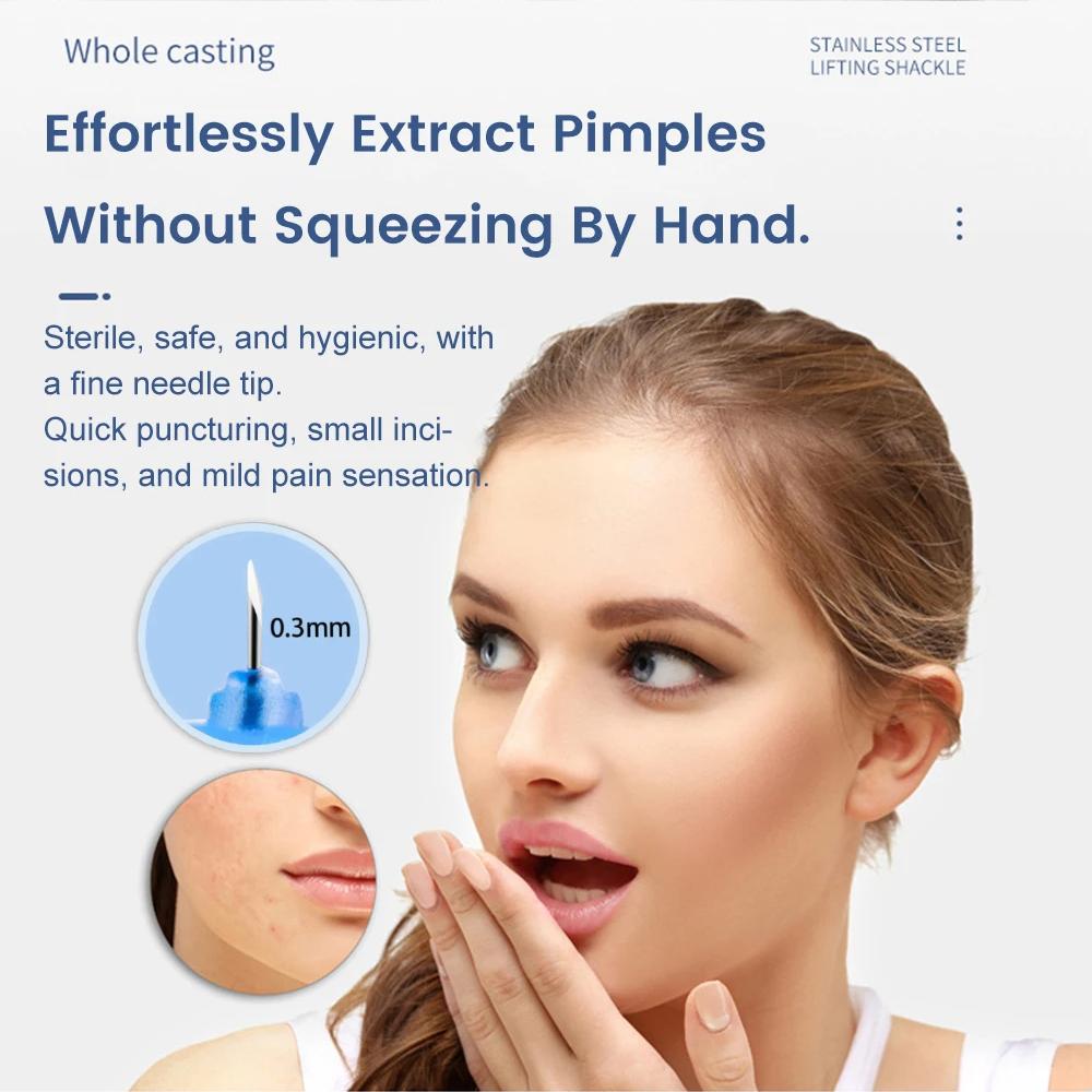 50 ks Jednorázové odstraňovače černých teček Jehly na akné Nástroj na odstraňování černých teček Odstranění a čištění obličeje Jehly z nerezové oceli