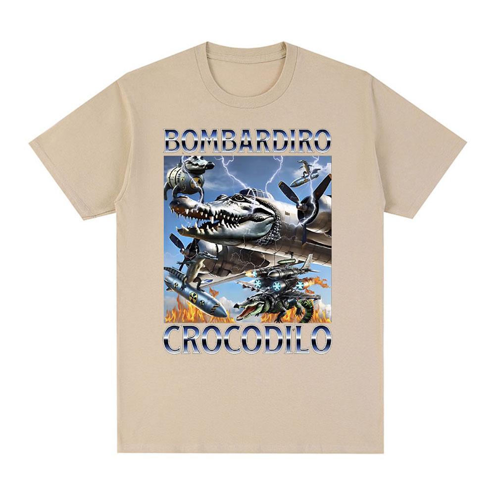 Bombardiro Crocodilo Crocodile Plane Bomber Funny Meme T-shirt Men's Women Casual Cotton Short Sleeve T Shirts Comfort T-shirts