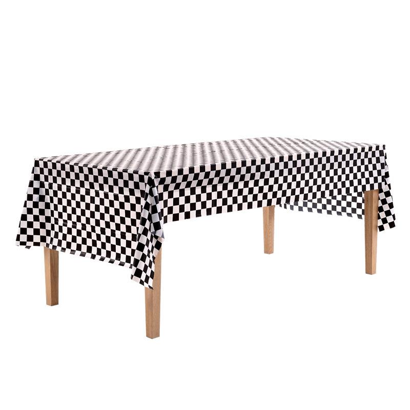F1 Racing Tablecloth Checkered Black White Chess Flag Abstract Chessboard Checker Game Rectangular Table Cloth