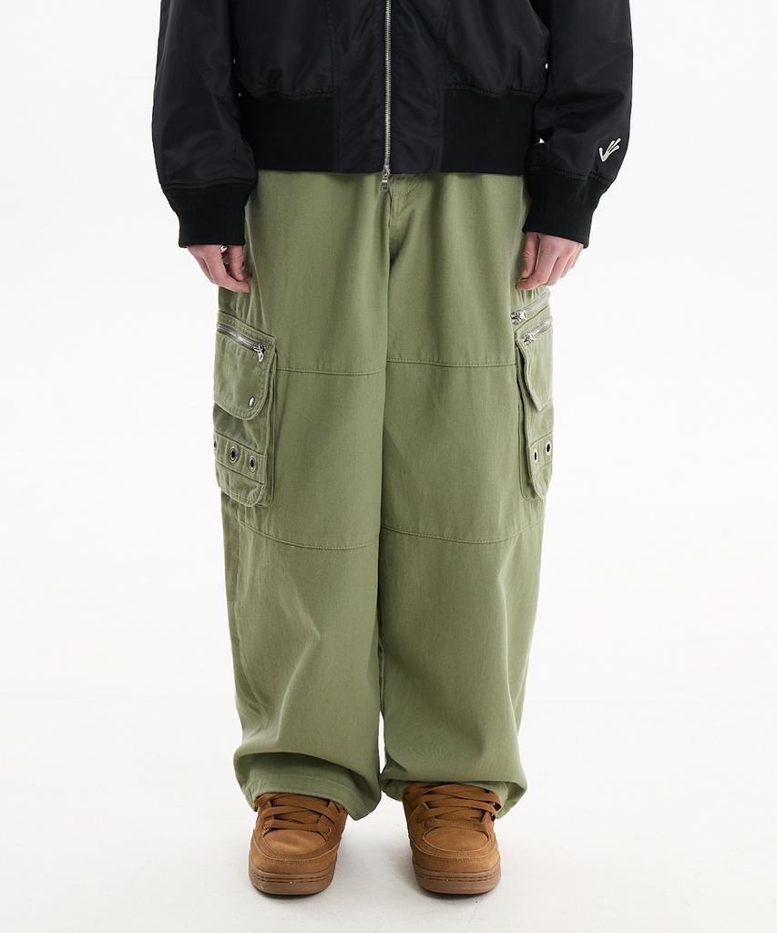 HOODHOOD Eyelet Cargo Pants Khaki