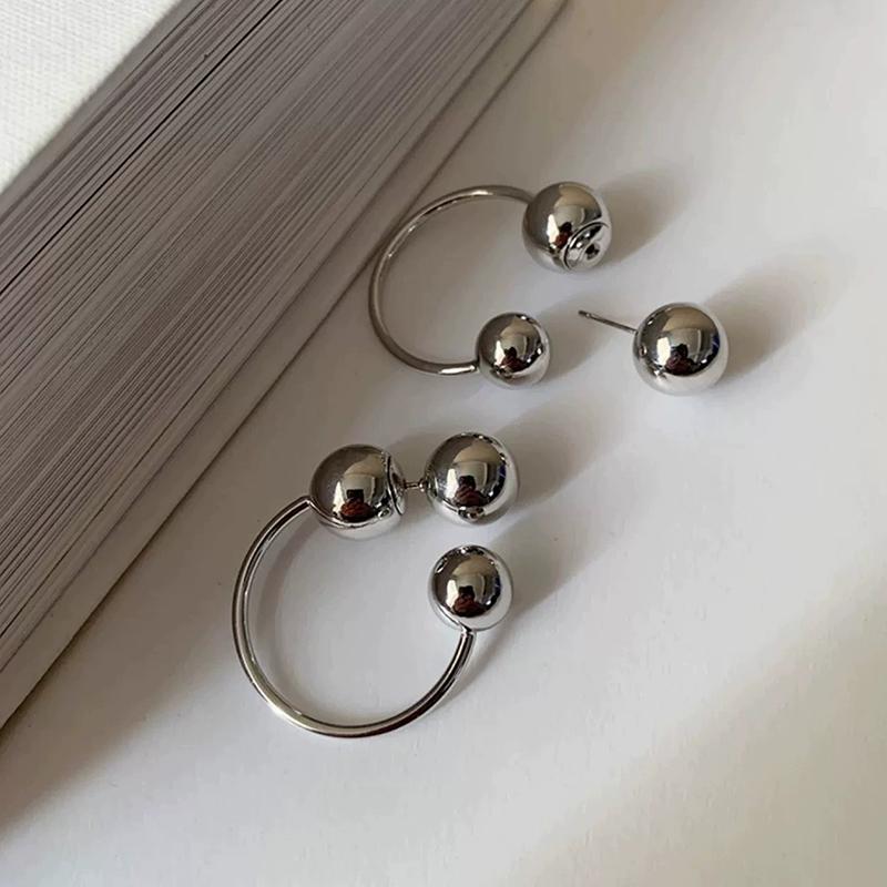 2026 Fashion Smooth Round Ball Metal Earrings for Women Girls Simple Geometric Trendy Design Jewelry Accessories Quality Gifts