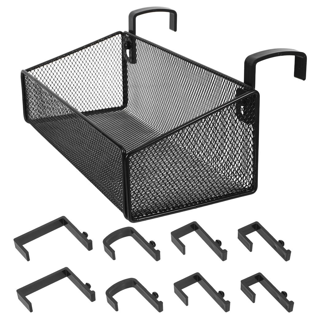 Hanging Bedside Storage Basket Metal Wire Organizer Rack Space Saving for Bed Frame Dorm Bunk Bed Desktop Essentials Black