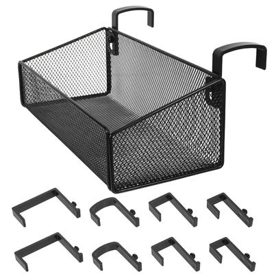 Hanging Bedside Storage Basket Metal Wire Organizer Rack Space Saving for Bed Frame Dorm Bunk Bed Desktop Essentials Black