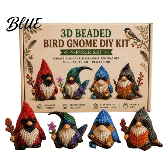 DIY Animal Craft Kit Tiny 3D Beaded Kit Petite Gnome Creative 4-Pack Miniature Display Pieces Goblin Beading Set with Instructions Handmade