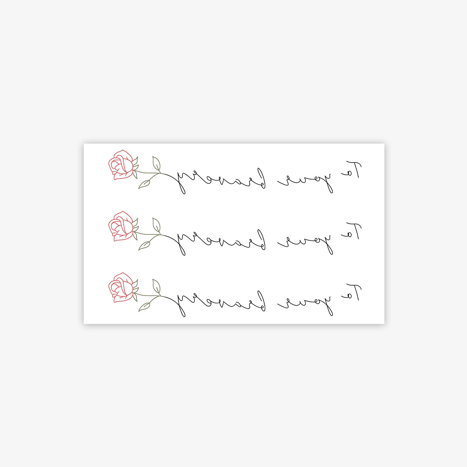High-Value Ins Small Fresh And Simple Personality Rose English Sentence Collarbone Waist And Abdomen Tattoo Sticker 15*9CM