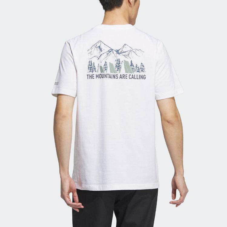 Adidas T Shirts Men's White Crew Neck Moderate Straight Fit IU1264