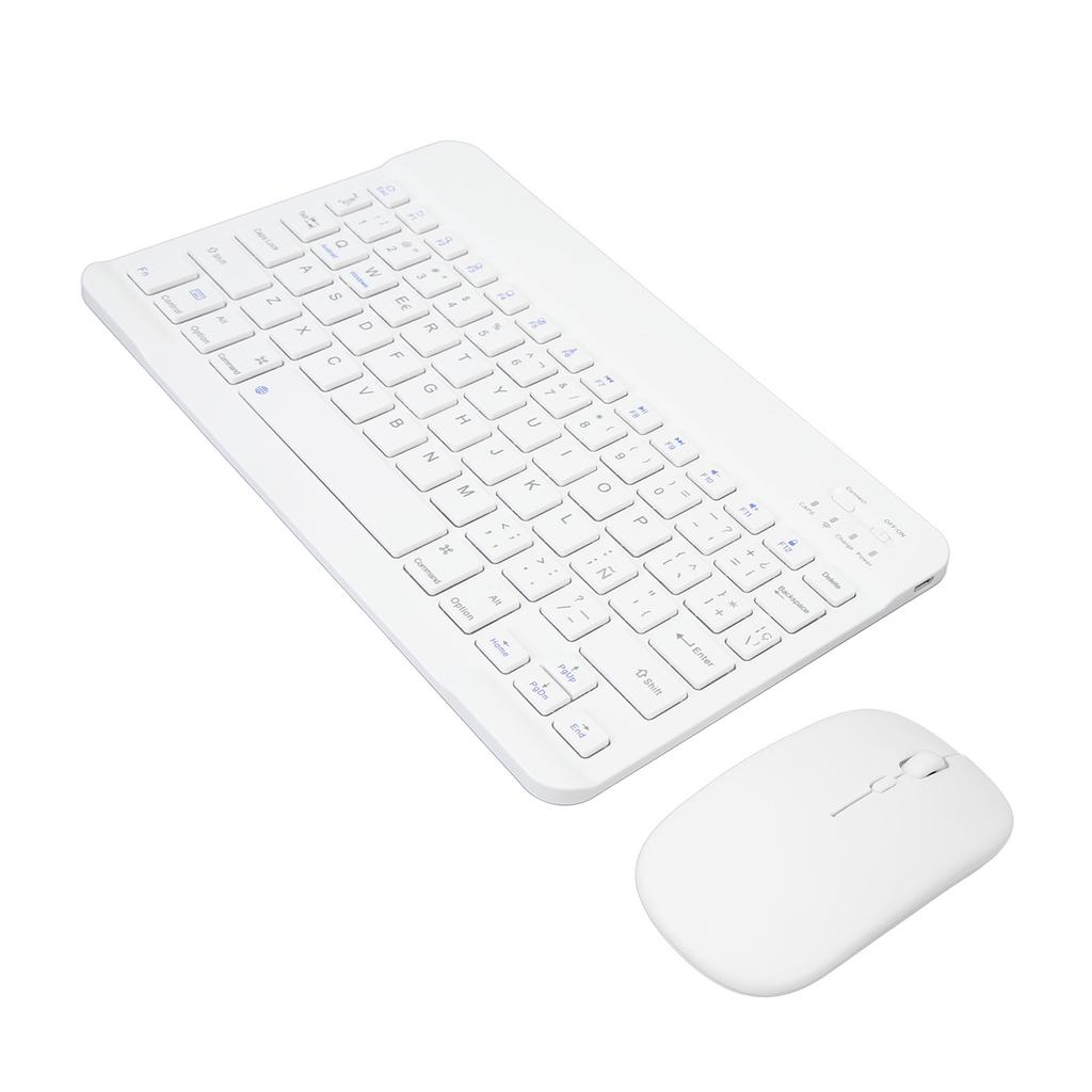Tablet Spanish Keyboard and Mouse Ultra Slim Sensitive Operation Bluetooth Keyboard Mouse Combo for Cell Phones PC White