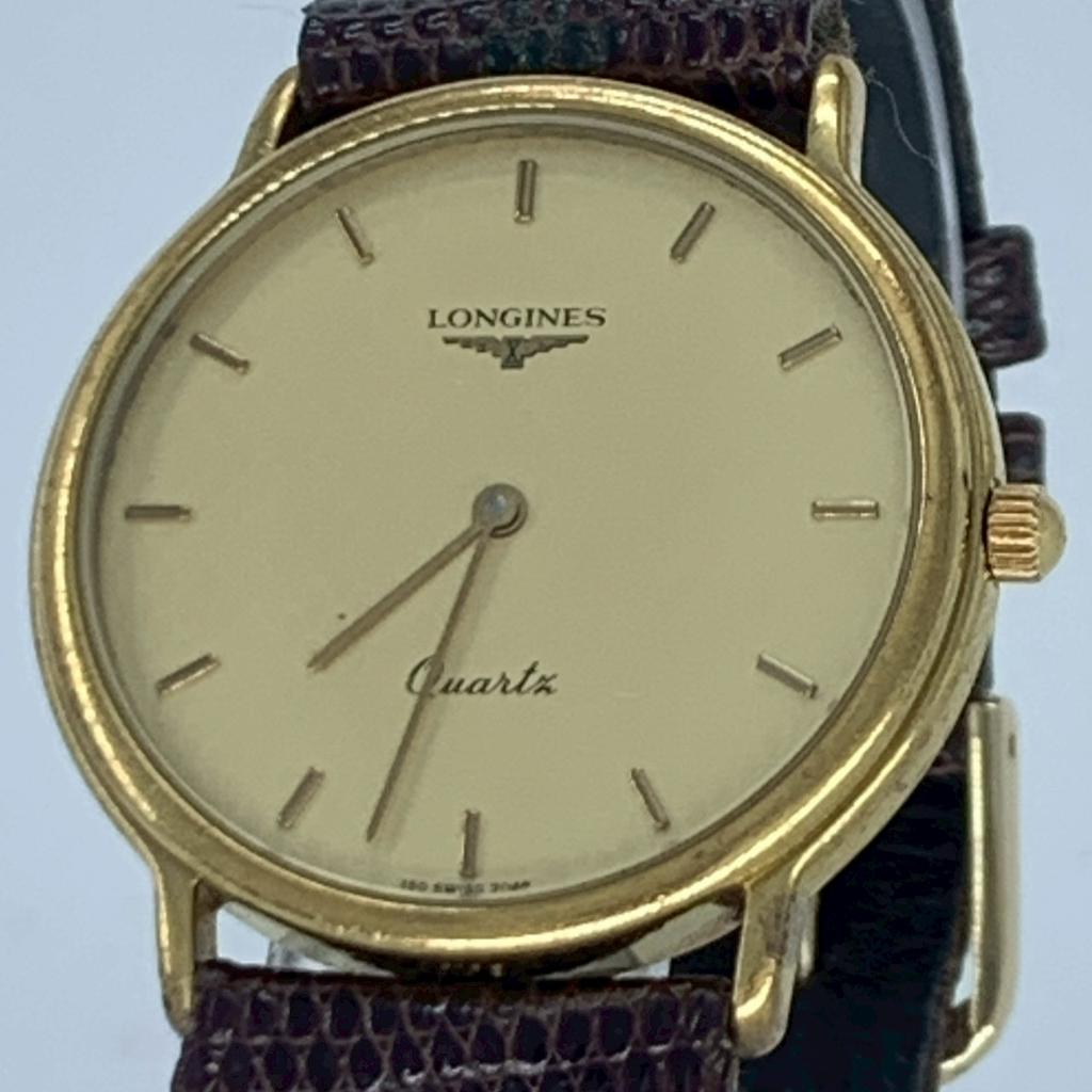 New Batteries Working Good LONGINES Grand Classic L4.637.2 Quartz QZ Battery Powered Men's Watch Champagne Gold Dial Stainless Steel 2-hand Cleaned