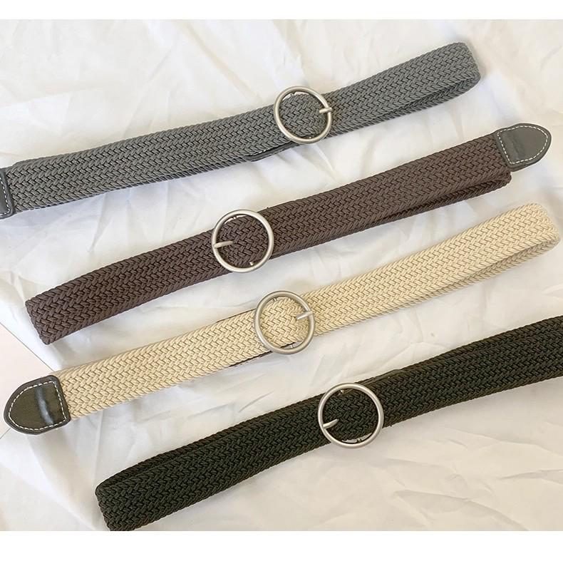 Unisex Korean Style Canvas Belt with Elastic Waistband and Pin Buckle