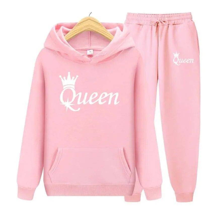 

Толстовка с принтом Queen + брюки, комплект из двух предметов, женские толстовки, спортивные костюмы, брюки для бега, толстая теплая одежда 3XL